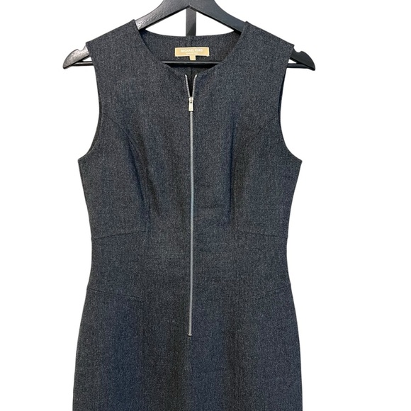 Michael Kors Italy Virgin Wool Sheath Dress Charcoal Melange Size 6 Old Money - Picture 2 of 6